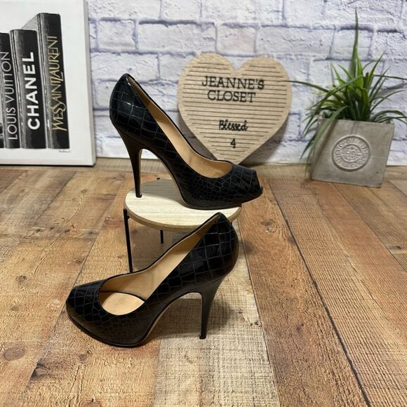 Giuseppe Zanotti Black Patent leather platform peep toe stiletto heel Pumps 41 - Picture 2 of 13